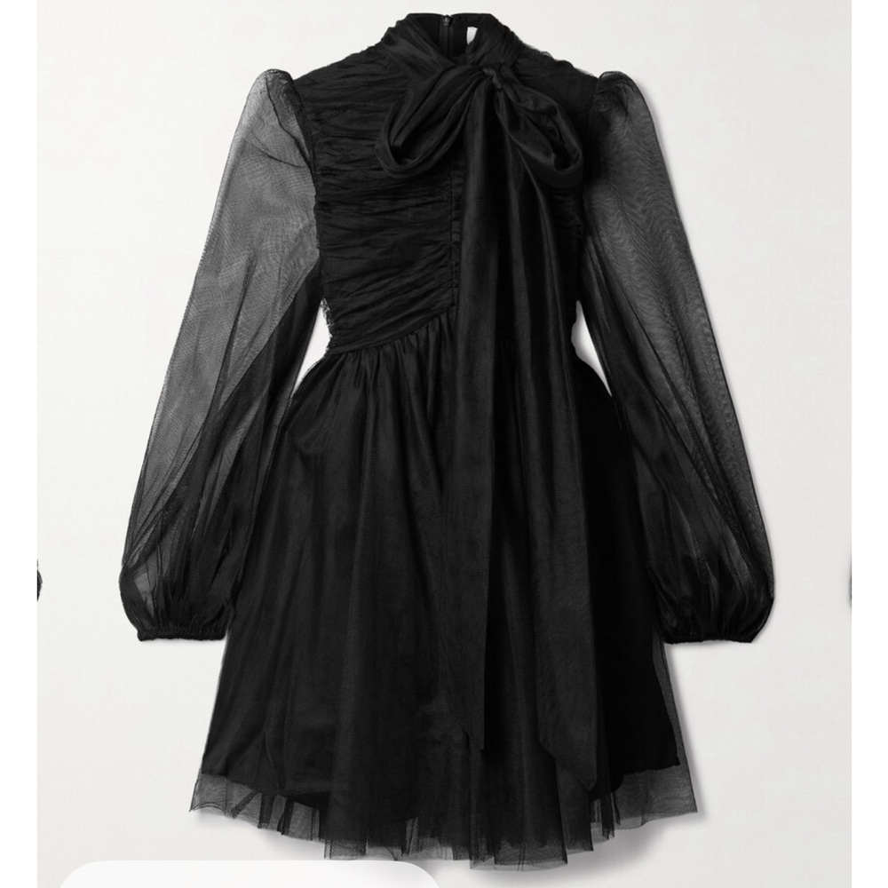 Zimmermann black tulle dress with bow
